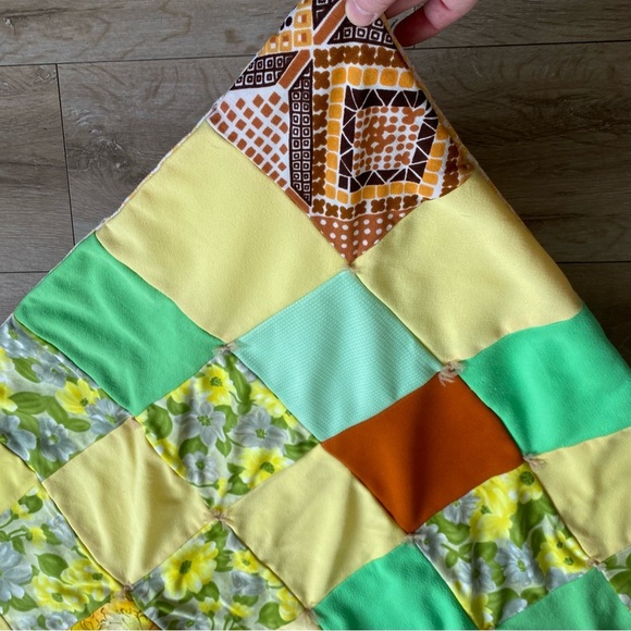 Vintage quilt small patchwork throw blanket quilt car blanket vintage handmade - Picture 3 of 7